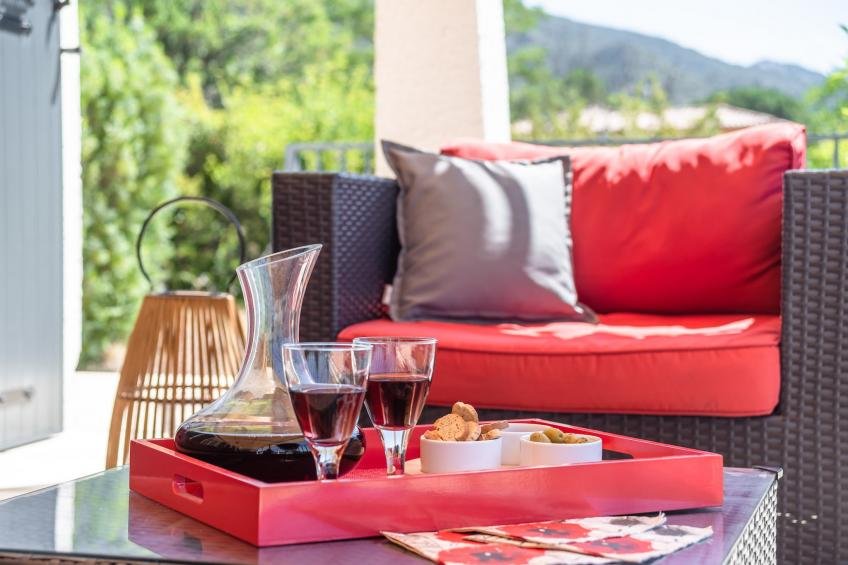 Shaded terrace for outdoor dining